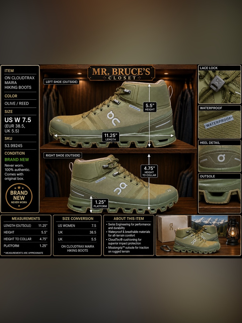 On Running Olive Green Cloudtrax Maira Women’s Hiking Boots